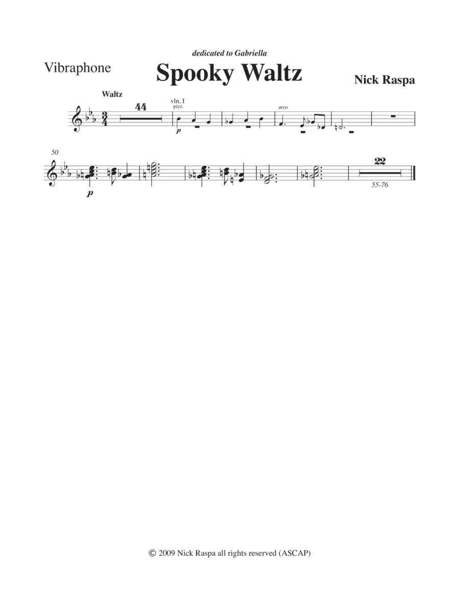 Spooky Waltz from Three Dances for Halloween - Vibraphone  part