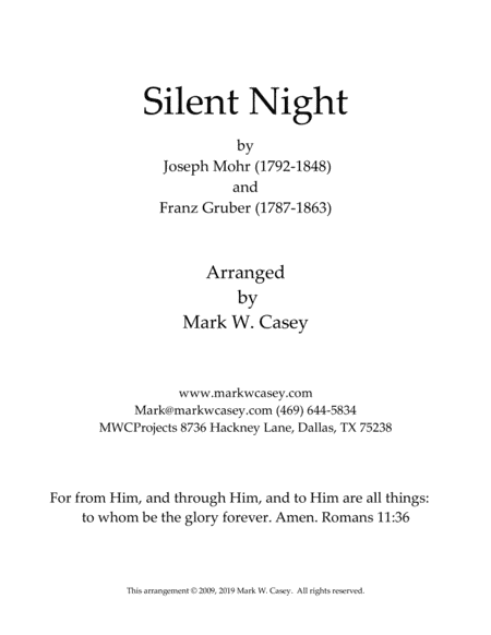 Silent Night (arr. Mark W. Casey)