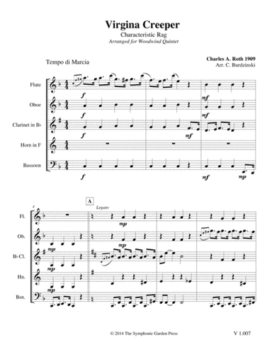 Virginia Creeper Rag (C. Roth) - woodwind quintet (arr. C. Burdzinski)