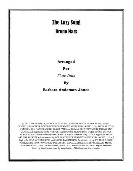 The Lazy Song (arr. Barbara Anderson-Jones)