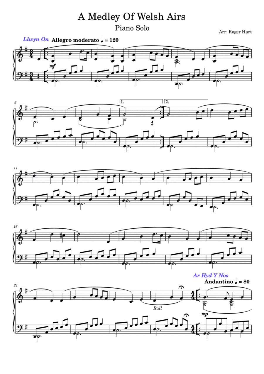 A Medley Of Welsh Airs (arr. Roger Hart)