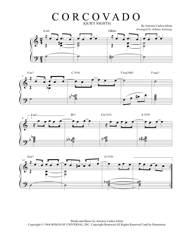 Quiet Nights (arr. Johnny Sonntag)