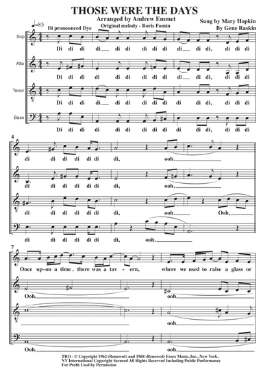 Those Were The Days (arr. Andrew Emmet)