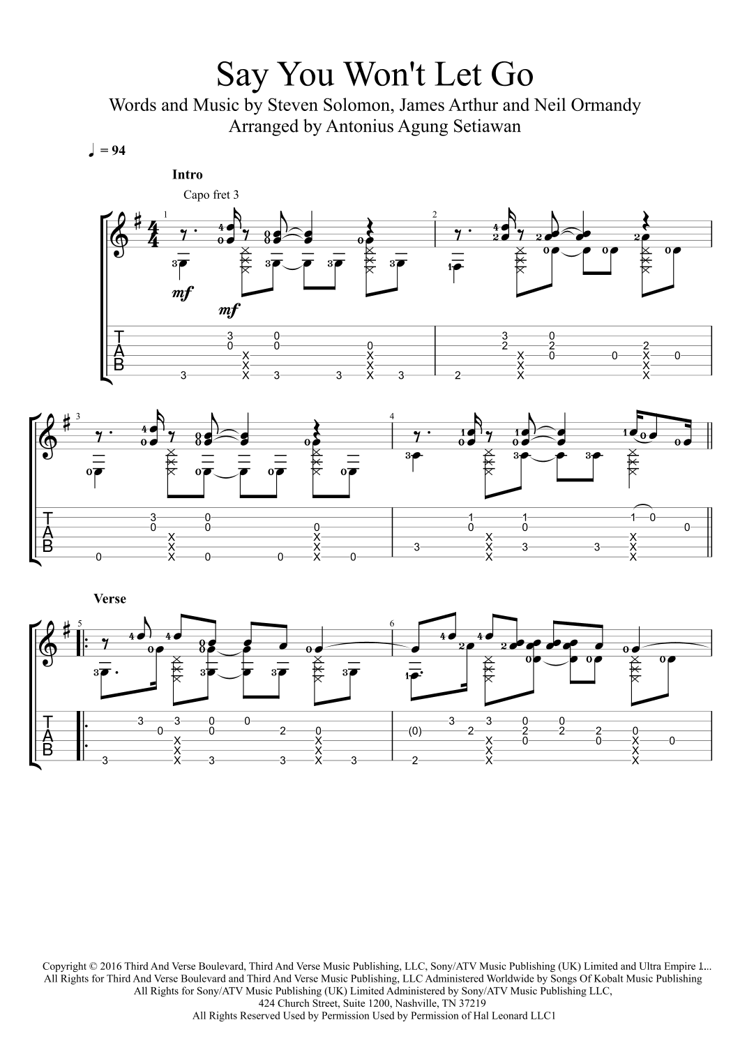 Say You Won't Let Go (arr. Antonius Agung Setiawan)