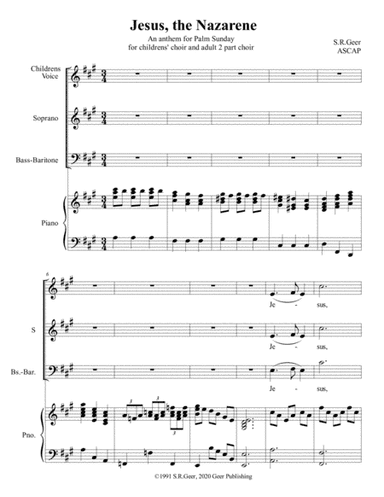Jesus the Nazarene - a Choral Anthem for Palm Sunday for Children and Adult Choir