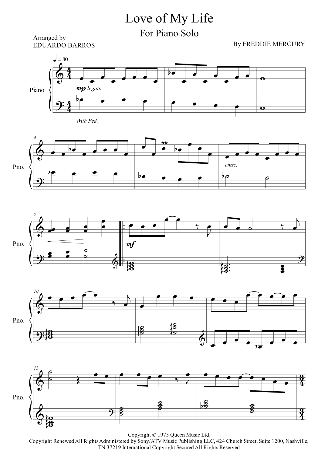 Love Of My Life (arr. Eduardo Barros)