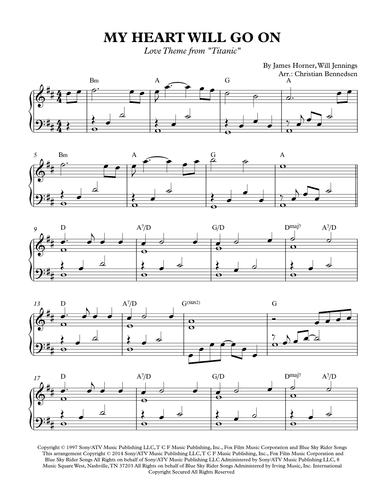 My Heart Will Go On (love Theme From 'titanic') (arr. Christian Bennedsen)