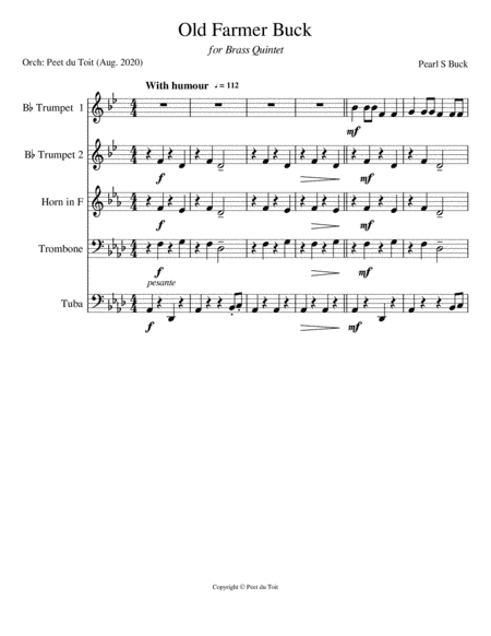Old Farmer Buck - Pearl S Buck (Brass Quintet) (arr. Peet du Toit)
