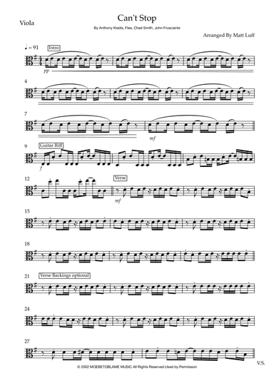 Can't Stop (arr. Matt Luff)