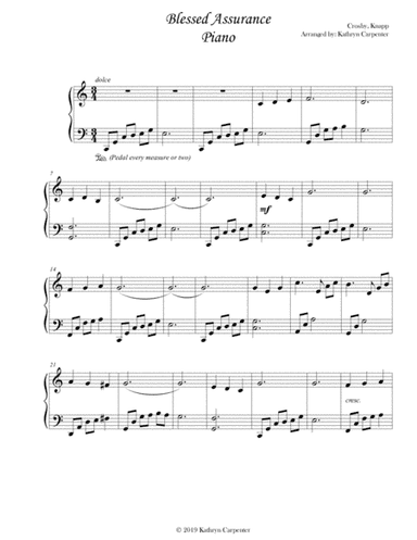 Blessed Assurance (Intermediate Piano) (arr. Kathryn Carpenter)