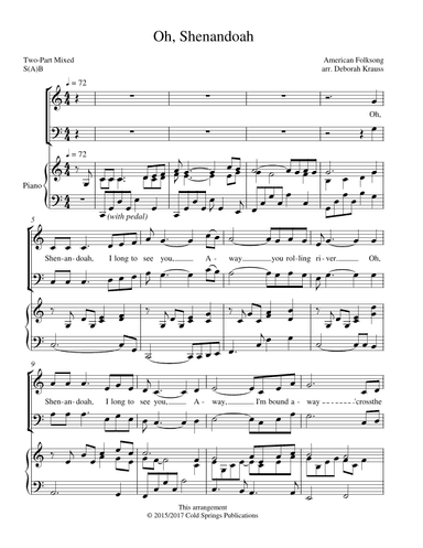 Oh, Shenandoah (Two-Part Mixed) (arr. Deborah Krauss)