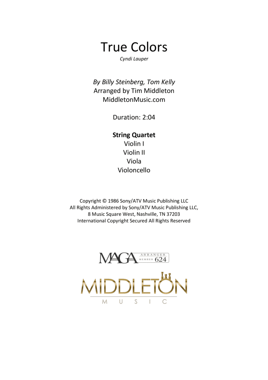 True Colors (arr. Tim Middleton)