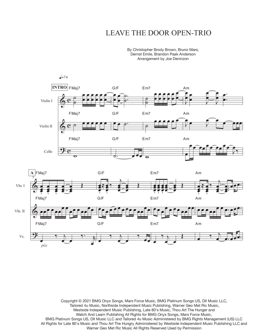 Leave The Door Open (arr. Joe Deninzon)