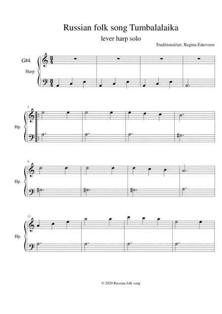 Russian folk song  Tumbalalaika - lever harp solo