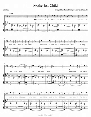 Sometimes I Feel Like a Motherless Child (with Swing Low, Sweet Chariot)--bass clef (arr. Maria Thompson Corley)