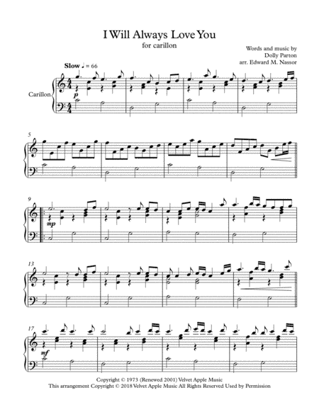 I Will Always Love You (arr. Edward M. Nassor)