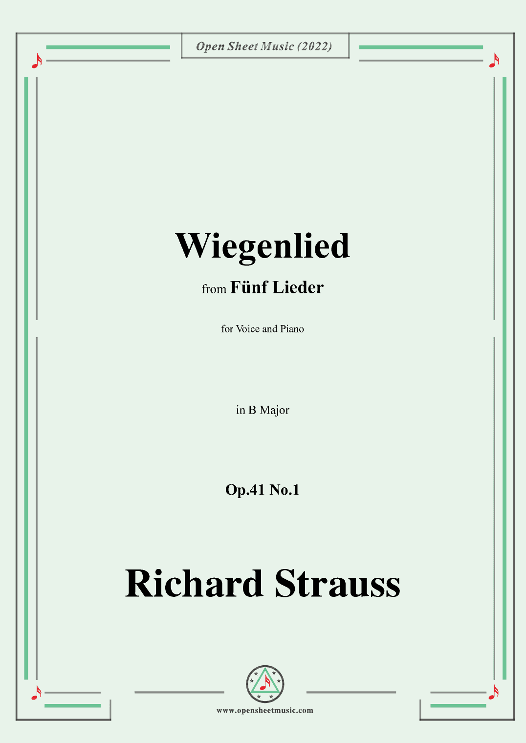 Richard Strauss-Wiegenlied,in B Major,Op.41 No.1 (arr. OSM Press)