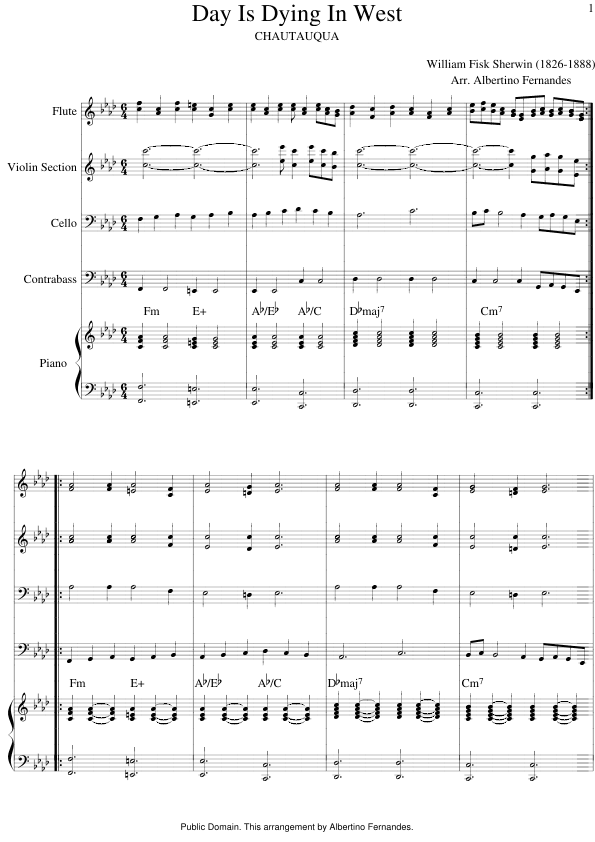 The Day Is Dying In West - Score Only (arr. Albertino Fernandes)