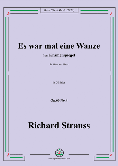 Richard Strauss-Es war mal eine Wanze,in G Major,Op.66 No.9,for Voice and Piano (arr. Open Cloud)