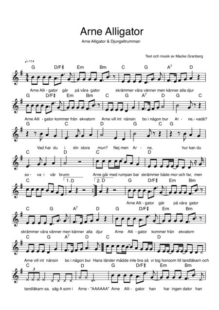Arne Alligator (G -dur) - Arne Alligator & Djungeltrumman