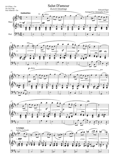 Salut D'amour (Song of Love) arranged for Organ Solo (arr. Christopher Evans)