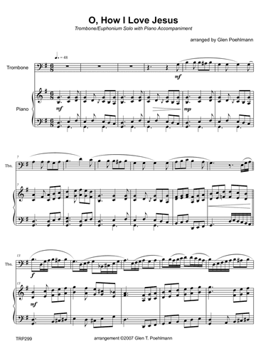 O HOW I LOVE JESUS - TROMBONE SOLO with Piano Accompaniment (arr. Glen Poehlmann)