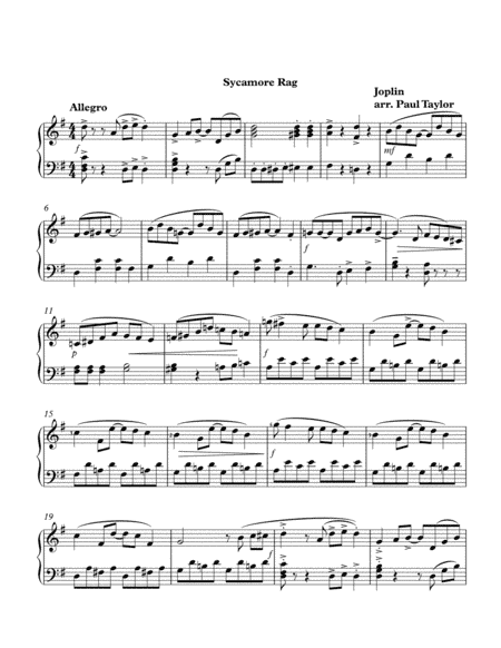 Sycamore Rag (arr. Paul Taylor)