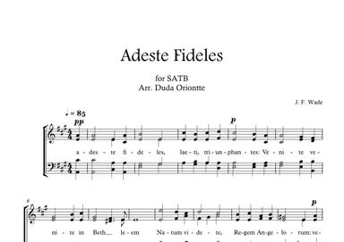 Adeste Fideles (SABT - A major - 2 staffs - no piano - no chords) O Come All Ye Faiful (arr. Duda Oriontte)