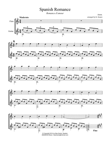 Spanish Romance, Romanza for flute and guitar (A Minor) (arr. K. Krantz)