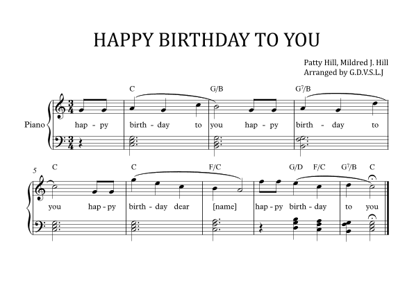 Happy Birthday to You (lvl.2) (arr. G.D.V.S.L.J)