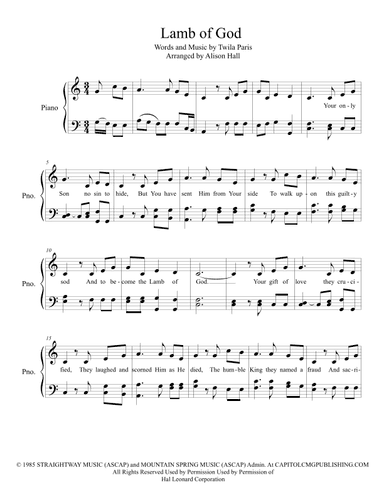 Lamb Of God (arr. Alison Hall)