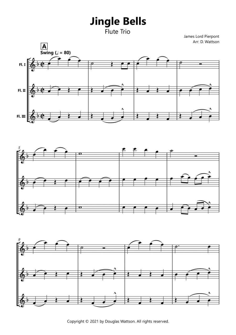 Jingle Bells for flute trio (arr. Douglas Wattson)