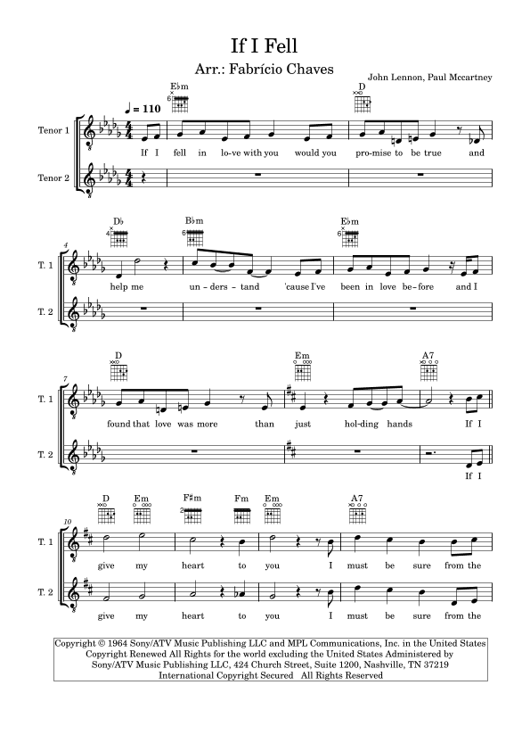 If I Fell (arr. Fabrício Chaves)