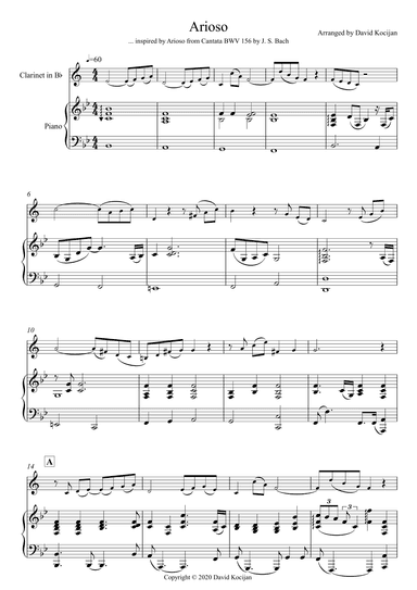 Arioso (clarinet & piano) - EASY (arr. David Kocijan)