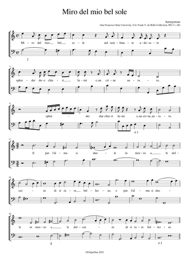 Miro del mio bel sole (arr. Early Music Scores)