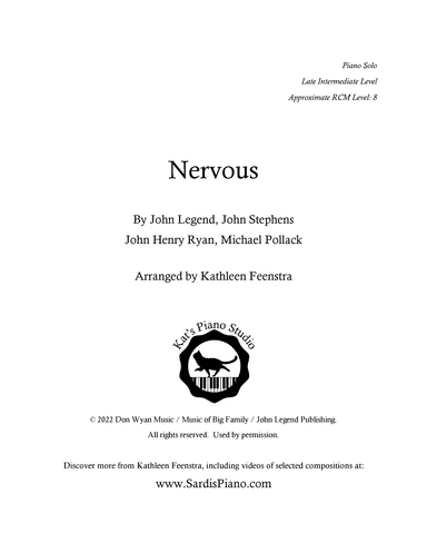 Nervous (arr. Kathleen R Feenstra)