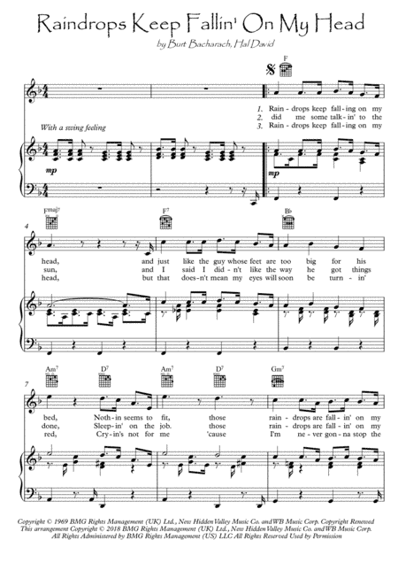 Raindrops Keep Fallin' On My Head (arr. PianoSheetNow)