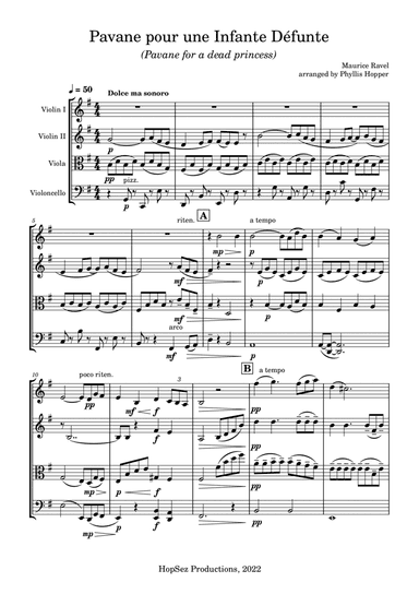 Pavane pour une Infante Défunte - String Quartet (arr. Phyllis Hopper)