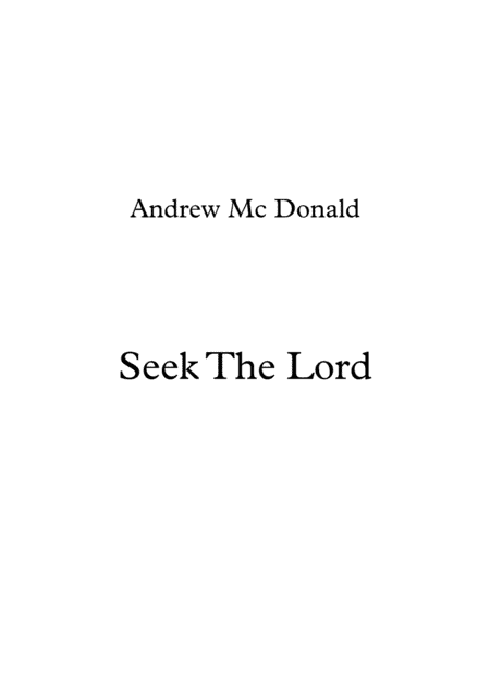 Seek The Lord
