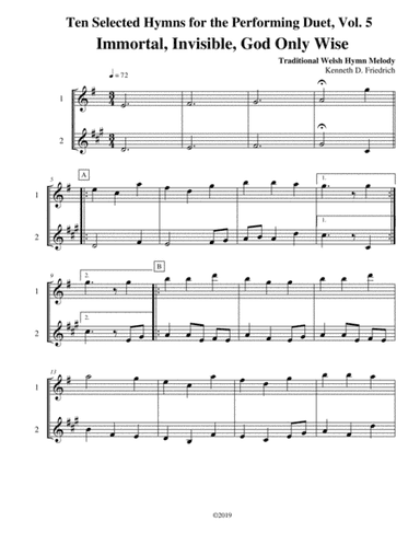 Ten Selected Hymns for the Performing Duet, Vol. 5 - flute and clarinet (bass clarinet) (arr. Kenneth D. Friedrich)