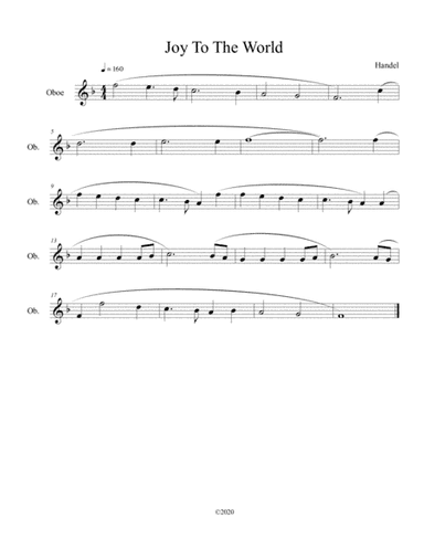 Joy To The World for solo oboe (arr. B C Dockery)