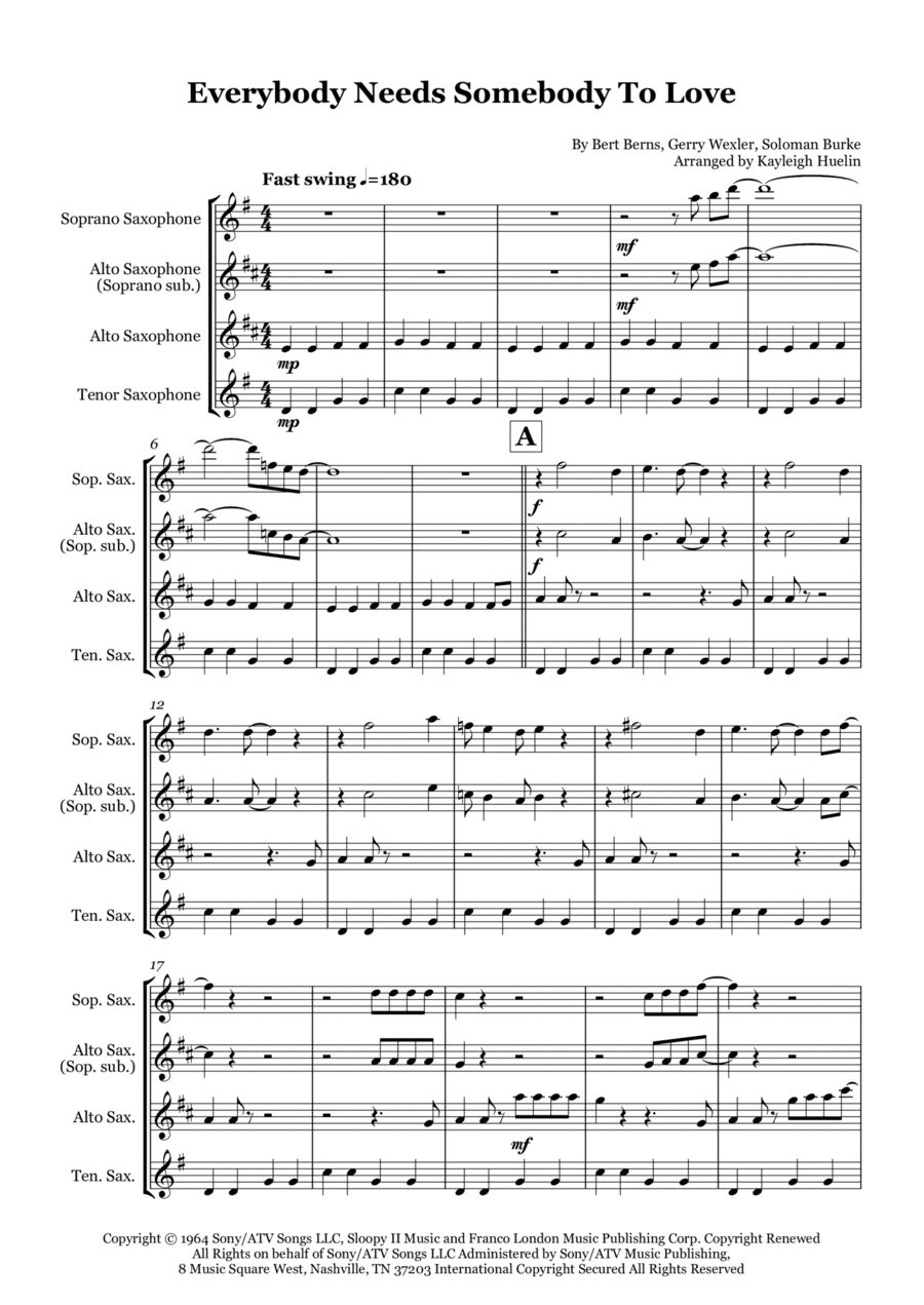 Everybody Needs Somebody To Love (arr. Kayleigh Huelin)