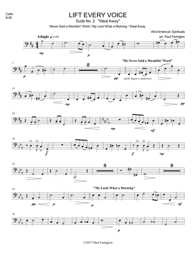 Suite #2 Steal Away from LIFT EVERY VOICE Spirituals for String Quartet: inc. Never Said a Mum (arr. Paul Ferington)