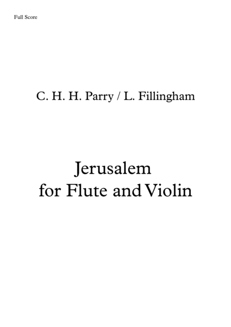 Jerusalem (arr. Lindsey Fillingham)