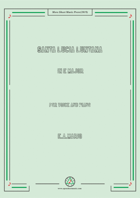 Mario-Santa Lucia Luntana in E flat Major (arr. MSM)