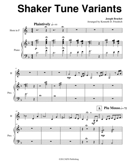 Shaker Tune Variants (arr. Kenneth D. Friedrich)