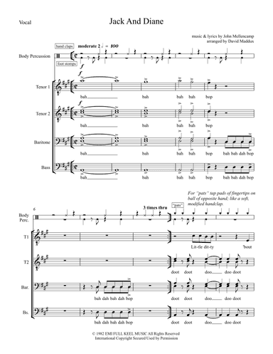 Jack And Diane (arr. David Maddux)