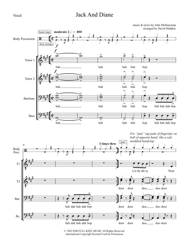 Jack And Diane (arr. David Maddux)