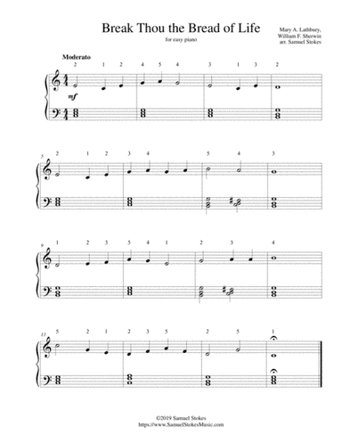 Break Thou the Bread of Life - for easy piano (arr. Samuel Stokes)