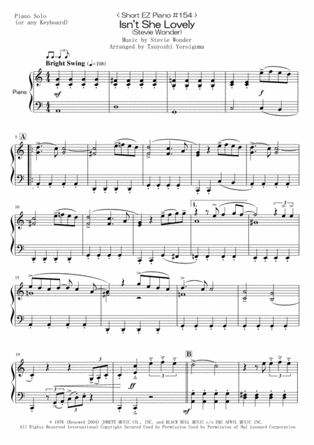 Isn't She Lovely (arr. Tsuyoshi Yoroiguma)